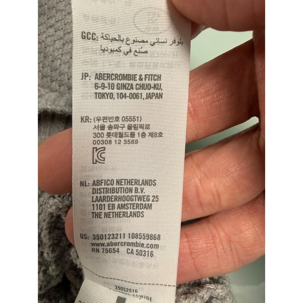Hollister Cable Knit Pullover Sweater Womens L Gray V-Neck Casual CozyCore - Picture 8 of 16